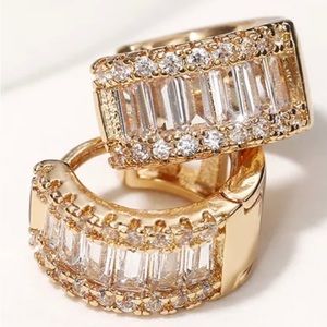 Crystals set in gold tiny hoops